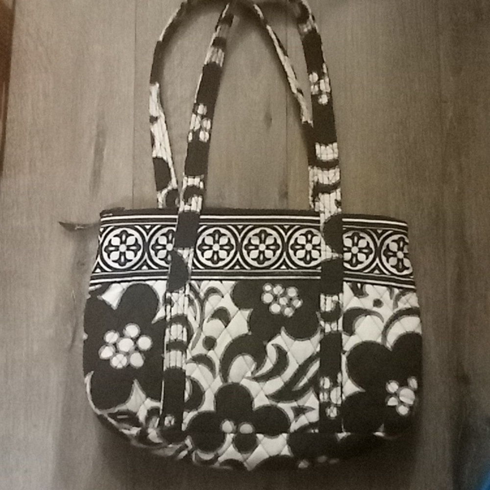 Black and White Floral Tote Bag